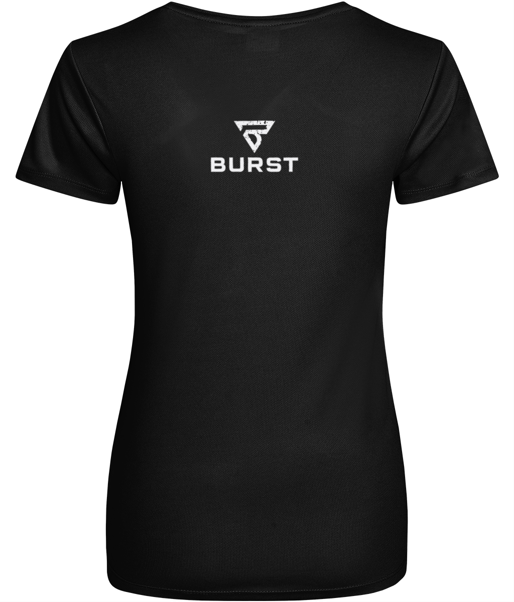 BURST Ladies OCEAN Active Recycled Dry-Fit Light Breathable Workout T Shirt (Black)