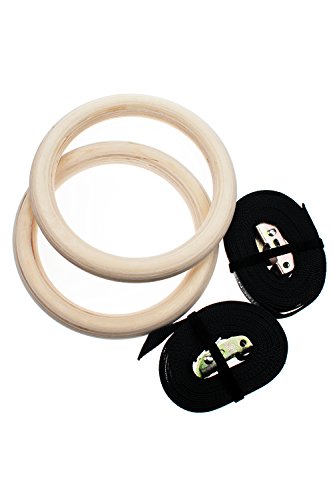 Wooden Gymnastic Rings with Straps Exercise Gym Rings High Intensity Fitness Training Gymnastics Athletic Dip Rings