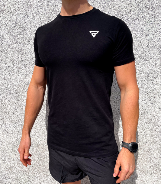 BURST Men's EDEN Active Organic Cotton T Shirt (Grey, Black - White Logo)