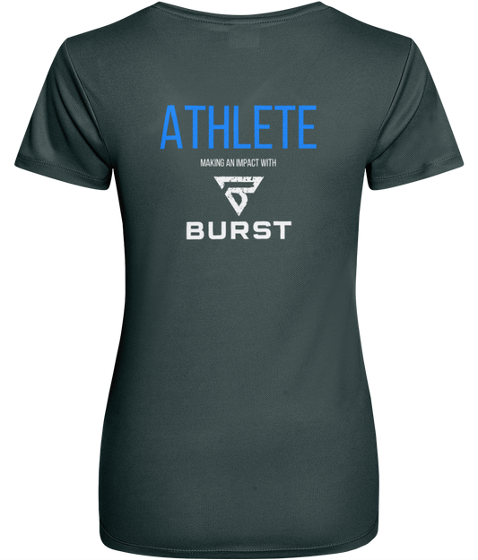 BURST X DISTRICT Ladies Dry-Fit Workout Shirt (Charcoal)