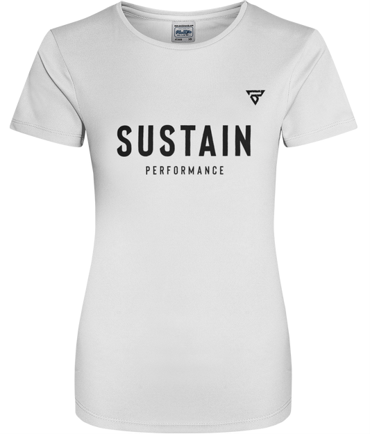 BURST x SUSTAIN Ladies Dry-Fit Workout T Shirt (White)