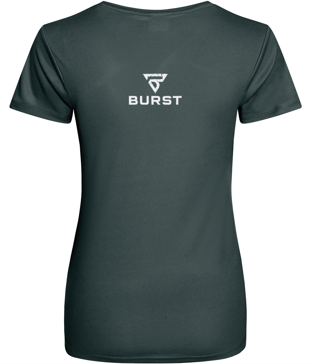 BURST Ladies OCEAN Active Recycled Dry-Fit Light Breathable Workout T Shirt (Charcoal)
