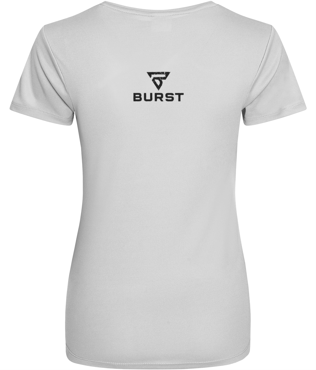 BURST Ladies OCEAN Active Recycled Dry-Fit Light Breathable Workout T Shirt (White)